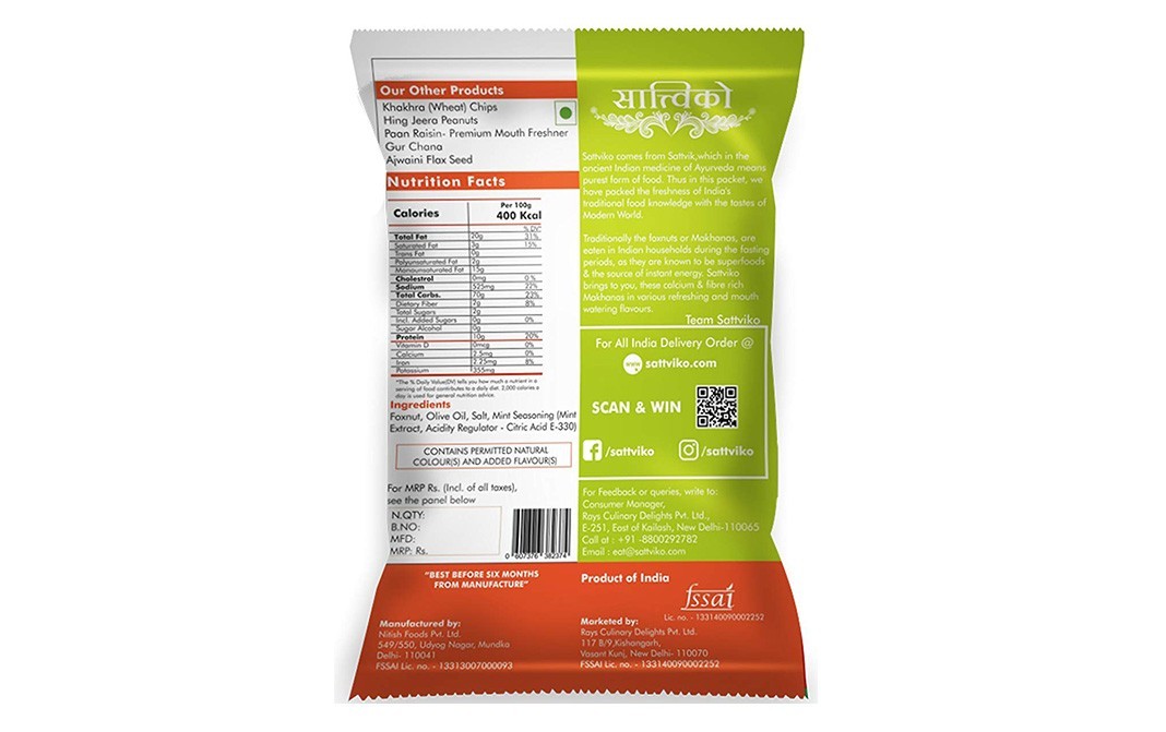 Sattviko Pudina Makhane (Foxnuts)    Pack  21 grams